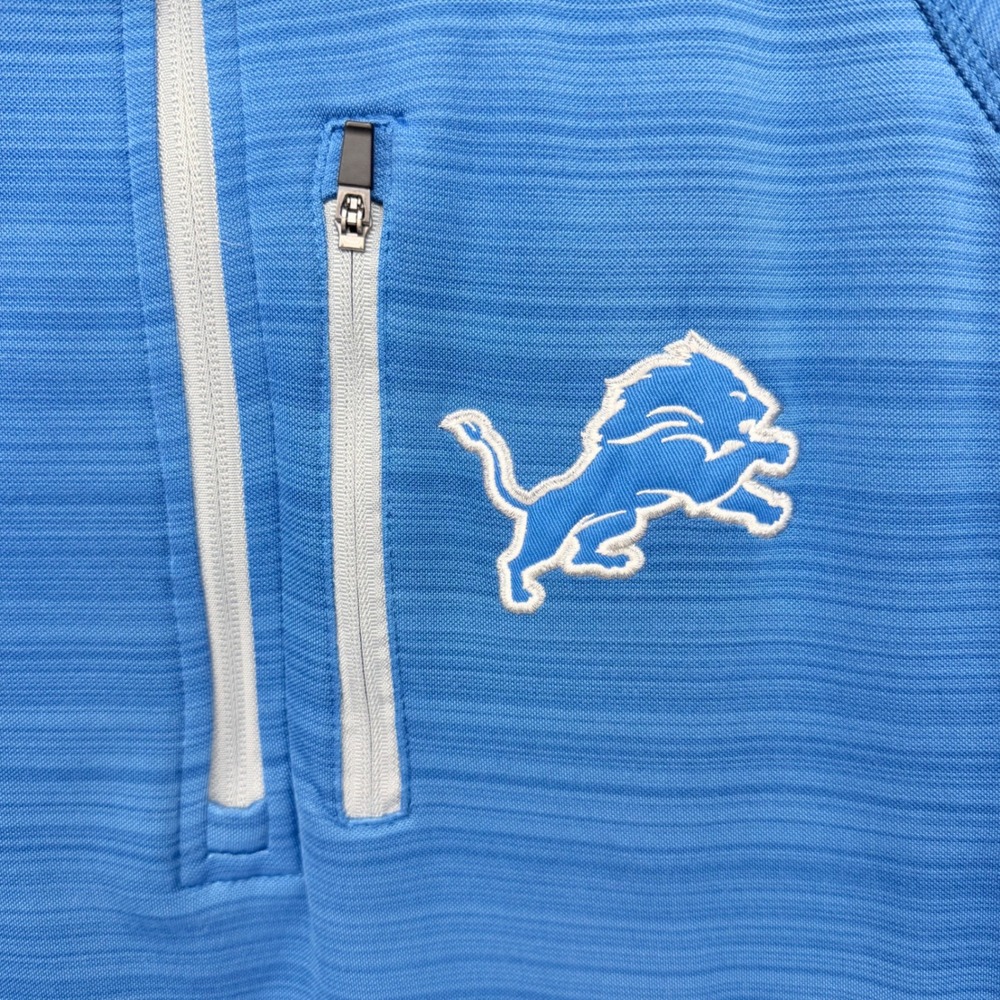 NFL Detroit Lions Quarter Zip Fleece Pullover Blue Mens Large - Picture 2 of 7